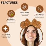 zhezesmila Mouse Ears Pearl Headband Mouse Hair Bow Headband for Women Hair Band Jewelry Accessory for Princess Costume Holiday Park Travel