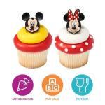 DecoPac Disney's Mickey Mouse and Minnie Mouse Rings, 24 Classic Disney Cupcake Decorations, Cake Toppers For Birthday, Parties, Celebrations - 24 Pack
