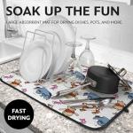 Disney Dish Drying Mats for Kitchen Counter (2 Pack) – 16" x 18" Absorbent Kitchen Drying Mats for Dishes – Mickey & Minnie, Winnie the Pooh, & Stitch Dish Mats