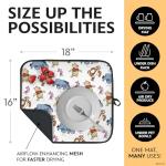 Disney Dish Drying Mats for Kitchen Counter (2 Pack) – 16" x 18" Absorbent Kitchen Drying Mats for Dishes – Mickey & Minnie, Winnie the Pooh, & Stitch Dish Mats