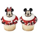 DecoPac Disney's Mickey Mouse and Minnie Mouse Rings, 24 Classic Disney Cupcake Decorations, Cake Toppers For Birthday, Parties, Celebrations - 24 Pack