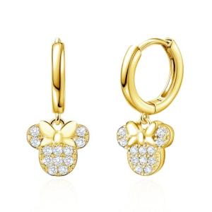Cute Mickey Bow Dangle Earrings in Silver & Gold