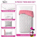 Disney Minnie Mouse Twin Comforter Set - 5 Piece Bedding Includes Sheet Set & Pillow Covers - Super Soft Cozy Pink Mandala Bedding