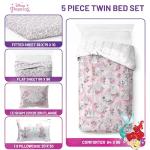 Jay Franco Kids Comforter Set Includes Sheets and Pillow Covers - Soft and Cozy Bed Set for Stylish Room Decor, Pink - Disney Princess, 5 Piece Twin Bedding