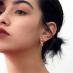 S925 Sterling Silver Shinny CZ Red Dropper Mouse Hoop Earrings Hollowed Out Mouse Bow Huggie Fashionable Cute Exquisite Small Animal Earrings For Women Wife Girlfriend Wedding Birthday