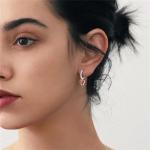 S925 Sterling Silver Shinny CZ Red Dropper Mouse Hoop Earrings Hollowed Out Mouse Bow Huggie Fashionable Cute Exquisite Small Animal Earrings For Women Wife Girlfriend Wedding Birthday