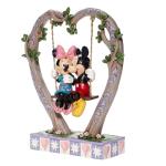 Enesco Disney Traditions by Jim Shore Mickey and Minnie Mouse on Heart Swing Figurine, 9 Inch, Multicolor