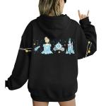 FASHGL Womens Magic Zip Up Hoodies Princess Sweatshirt Oversized Family Vacation Zip-Up Hoodie Cute Long Sleeve Pullover Black
