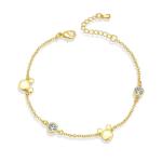 Marsgoo Mouse Bracelet Cubic Zirconia Adjustable Chain Hand Wrist Bracelets Cute Jewelry Gifts for Women (Gold)