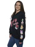 Disney Mickey Mouse and Friends Women's Zip Hoodie w/Pockets, Officially Licensed Black Fleece Sweatshirt with Character Graphics, Daisy, Goofy, Donald, Pluto, Cozy Lining (XXL)