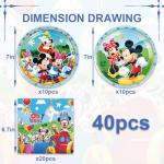 40pcs Mickey Party Supplies include 20 plates, 20 napkins for Mickey birthday party decoration