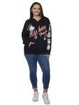Disney Mickey Mouse and Friends Women's Zip Hoodie w/Pockets, Officially Licensed Black Fleece Sweatshirt with Character Graphics, Daisy, Goofy, Donald, Pluto, Cozy Lining (XXL)