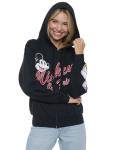 Disney Mickey Mouse and Friends Women's Zip Hoodie w/Pockets, Officially Licensed Black Fleece Sweatshirt with Character Graphics, Daisy, Goofy, Donald, Pluto, Cozy Lining (XXL)