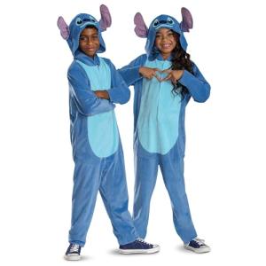 Disney Stitch Costume for Kids, Official Lilo and Stitch Hooded Jumpsuit Outfit, Child Size (10-12)