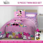 Jay Franco Kids Comforter Set Includes Sheets and Pillow Covers - Soft and Cozy Bed Set for Stylish Room Decor, Pink - Minnie Mouse 02, 5 Piece Twin Size Bedding