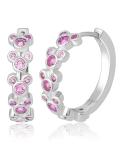Mickey Mouse Endless Hoop Earrings for Women Official License, Silver Flash-Plated Pink Cubic Zirconia Disney Earrings