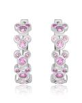 Mickey Mouse Endless Hoop Earrings for Women Official License, Silver Flash-Plated Pink Cubic Zirconia Disney Earrings