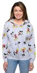 Disney Womens Hoodie Mickey Mouse All Over Print Zip Up (Heather Grey, X-Large)