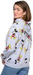 Disney Womens Hoodie Mickey Mouse All Over Print Zip Up (Heather Grey, X-Large)