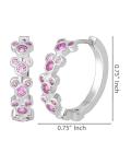 Mickey Mouse Endless Hoop Earrings for Women Official License, Silver Flash-Plated Pink Cubic Zirconia Disney Earrings