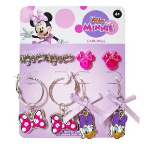 LUV HER Disney Hypoallergenic Earrings for Girls - 2 Stud & 2 Fishhook Drop Earrings with Charms, One Size Fits All, Fun Accessories for Girls Ages 4+