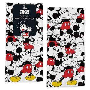 Disney Kitchen Towels – 2-Pack 100% Cotton Kitchen Towels Set – 16" x 26" Soft & Absorbent Dish Towels for Kitchen – Mickey, Minnie & Stitch Designs – Durable, Machine Washable, Everyday Use