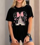 Magical Shirt for Women Castle Graphic Tee Magic Kingdom T Shirt Cute Holiday Vacation Shirt Short Sleeve Casual Tops(Medium, Black)