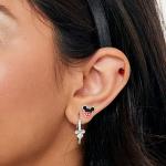 Disney Mickey Mouse Silver Hoop Earrings with Birthstone