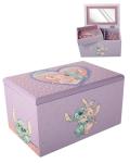 Disney Stitch and Angel Jewelry Box with Tray Official License, Wood Jewelry Organizer and Jewelry Case, Cute Gifts