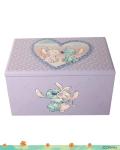 Disney Stitch and Angel Jewelry Box with Tray Official License, Wood Jewelry Organizer and Jewelry Case, Cute Gifts