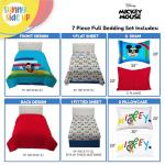 Sunny Side Up Disney Mickey Mouse Full Comforter Set - 7 Piece Kids Bedding Includes Comforter, Sheets & Pillow Cover - Super Soft Microfiber Bed Set