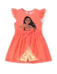 Disney Princess Moana Toddler Girl Romper With Tulle Skirt Overlay Orange Charater Print Ruffle Sleeve Tie Waist Bow Birthday Summer Jumpsuit 5-6Y