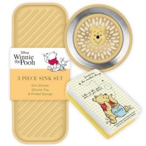 Disney 3-in-1 Kitchen Sink Accessories Set – Sink Drain Strainer, Dish Sponge, & Silicone Sink Tray – Featuring Stitch & Winnie the Pooh