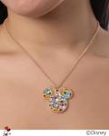 Disney Minnie Mouse Necklace for Women Official License, 16"+3" Gold-Tone Multicolored Crystal Pendant Minnie Necklace
