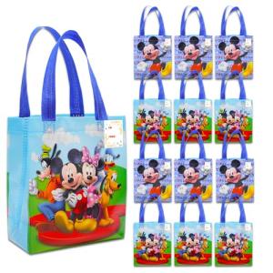 Mickey and Friends Party Favor Bags Set – 12 Pack of 8" Mickey Mouse Party Goodie Bags for Kids Bulk Reusable Totes | Disney Birthday Party Supplies