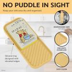 Disney 3-in-1 Kitchen Sink Accessories Set – Sink Drain Strainer, Dish Sponge, & Silicone Sink Tray – Featuring Stitch & Winnie the Pooh