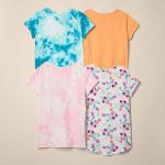 Amazon Essentials Disney | Marvel | Star Wars | Frozen | Princess Girls' Short-Sleeve T-Shirts, Pack of 4, Minnie/Beach, Large