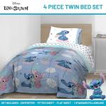 Jay Franco Disney Lilo and Stitch Twin Size Comforter Set - 4 Piece Bedding Includes Sheet Set, Pillow Covers & Bonus Duffle Bag - Super Soft Kids Bedding