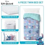 Jay Franco Disney Lilo and Stitch Twin Size Comforter Set - 4 Piece Bedding Includes Sheet Set, Pillow Covers & Bonus Duffle Bag - Super Soft Kids Bedding