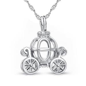 Disney Pumpkin Carriage Pendant Necklace in Silver