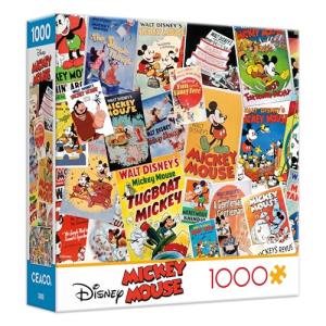 Ceaco - Vintage Mickey Mouse Poster Collage 1000 Piece Jigsaw Puzzle Challenging and Colorful Puzzle for Adults – Precision-Cut Pieces, Beautiful Artwork, and Hours of Relaxing Fun