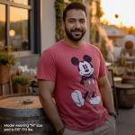 Disney Men's Mickey Mouse Distressed T-Shirt, Red