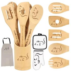 Disney Cartoon Wooden Spoons Set with Cute Accessories