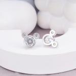 Mouse Earrings Sterling Silver Cute Animal Stud Earrings for Women Hypoallergenic Cubic Zirconia Lovely Earring for Sister