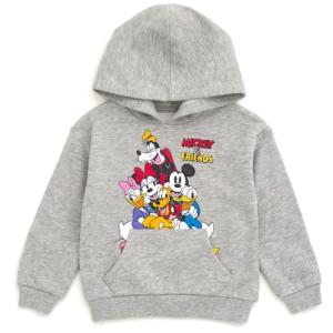 Disney Mickey Mouse Toddler Boy Girl Fleece Drop Shoulder Pullover Hoodie Heather Gray 4T