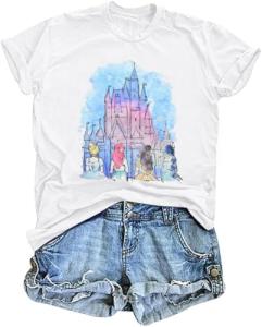 Magic Kingdom Shirts Castle T Shirts for Women Princess Castle Shirt Funny Vacation Trip Tee Casual Holiday Top