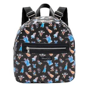 Disney Mini Backpack - 10" Exclusive Faux Leather Small Backpack with Front Pocket and Button Bundle | Adjusts to Fit Women, Teens, Girls, Kids