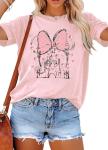 Women Magic Kingdom Shirt Castle Graphic Shirts Casual Family Vacation Holiday T Shirt Cute Short Sleeve Tee Top Pink