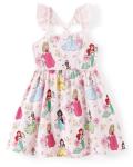 Disney Princess Toddler Girls Dress Light Pink Ruffle Sleeveless Criss Cross Strap Floral Print Sundress Birthday Kids Summer Outfit Clothes 4-5T