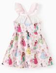 Disney Princess Toddler Girls Dress Light Pink Ruffle Sleeveless Criss Cross Strap Floral Print Sundress Birthday Kids Summer Outfit Clothes 4-5T